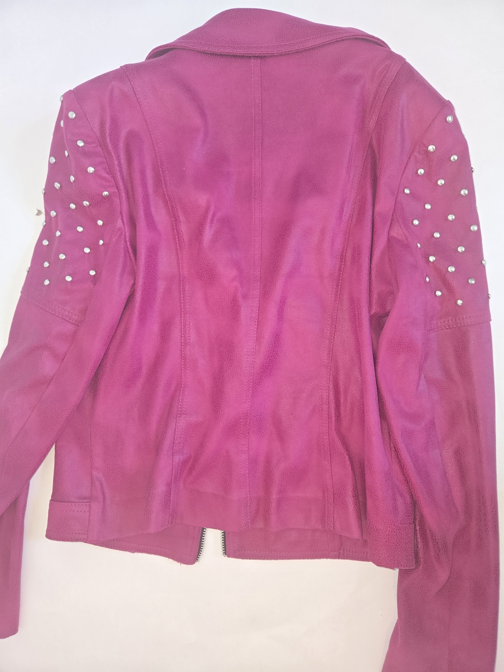 LG Pink Studded Moto Faux Leather Jacket With Zipper Accents- Women's Size 6 - Picture 9 of 15